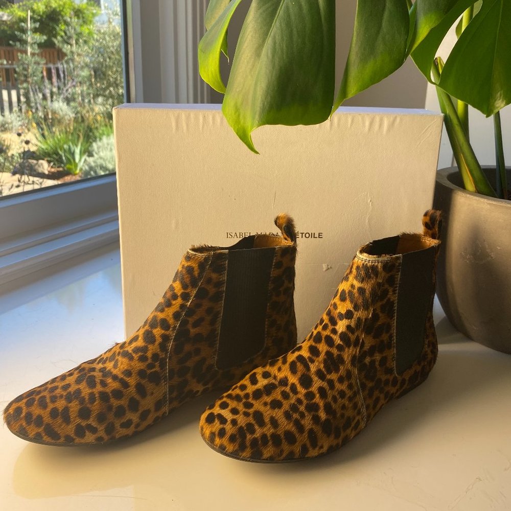 Isabel Marant Calf Hair Leopard Booties
